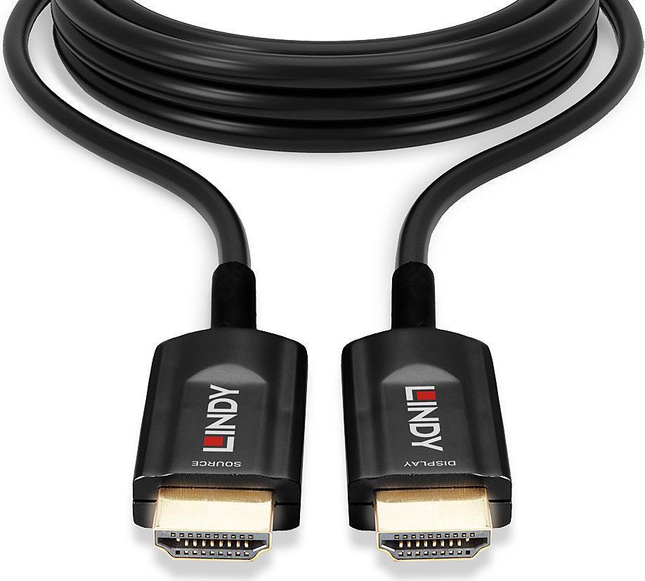Lindy - Ultra High Speed - HDMI-Kabel - HDMI männlich bis HDMI männlich - 15 m - Hybrid Kupfer/Kohlefaser - Schwarz - rund, unterstützt 8K 60 Hz (7680 x 4320), unterstützt 4K 120 Hz (3840 x 2160)