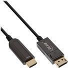 InLine - Adapterkabel - DisplayPort männlich zu HDMI männlich - 15,0m - Hybrid Kupfer/Kohlefaser - Schwarz - rund, Active Optical Cable (AOC), unterstützt 4K 60 Hz (3840 x 2160), unterstützt 4K 60 Hz (4096 x 2160) (17180B)