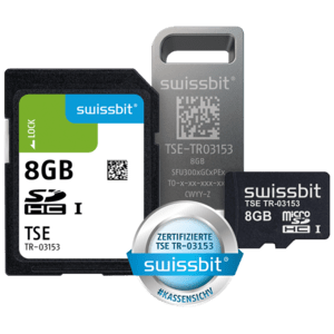 Swissbit TSE, microSD-Karte, 8 GB Technische Sicherungseinrichtung (TSE-Modul), Bauform: microSD-Karte, Verschlüsselung: 384 Bit, SE Leistung (Signatur): 250 ms, Lebensdauer: 20 Mio. Signaturen, Spei