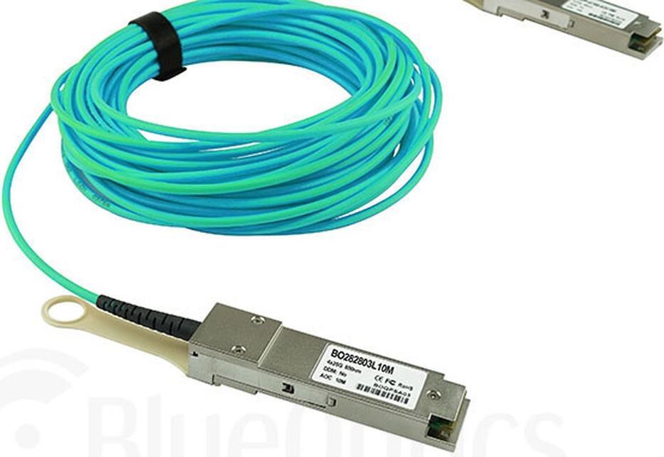 Kompatibles H3C QSFP-100G-D-AOC-2M QSFP28 BlueOptics Aktives Optisches Kabel (AOC), 100GBASE-SR4, Ethernet, Infiniband, 2 Meter (QSFP-100G-D-AOC-2M-BO)