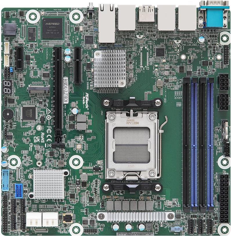 ASRock Rack B650D4U-2L2T/BCM - Motherboard - micro ATX - Socket AM5 - AMD B650E Chipsatz - USB 3,2 Gen 1 - 2 x 10 Gigabit LAN, Gigabit LAN - Onboard-Grafik (B650D4U-2L2T/BCM)