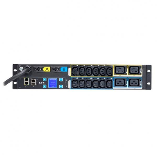 Eaton EMIH06 unità di distribuzione dell'energia [PDU] 16 presa[e] AC 2U Nero (Eaton ePDU G3 Metered Input - Power distribution unit [rack-mountable] - AC 230 V - 3-phase - Ethernet 10/100, RS-232 - input: IEC 60309 32A - output connectors: 16 [power IEC 60320 C13, IEC 60320 C19] - 2U - 3 m cord)
