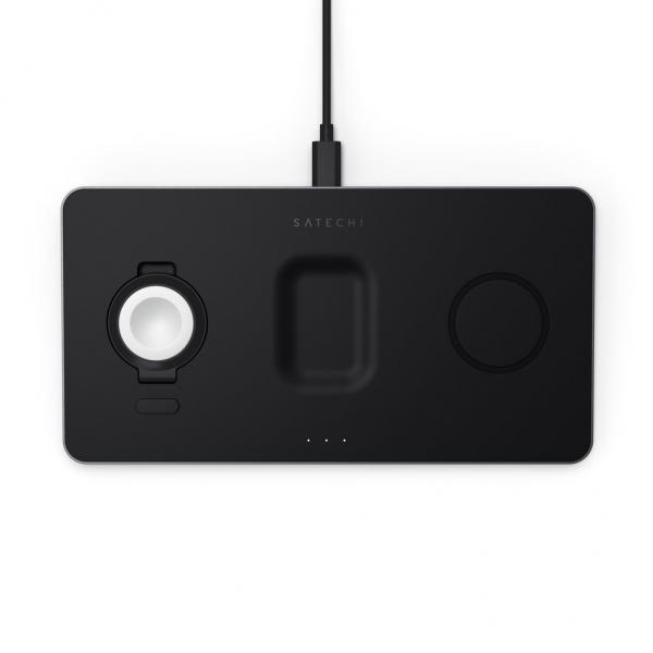 Satechi ST-X3TWCPM Caricabatterie per dispositivi mobili Cuffie, Smartphone, Orologio intelligente Nero AC Carica wireless Interno (Satechi Trio Wireless Charging Pad tr? LEADTIME6DAYS:leadtime of 6 days)