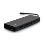 C2G Docking station a doppio schermo 9-in-1 USB-C® con HDMI®, Ethernet, USB, jack audio da 3,5 mm e tecnologia Power Delivery fino a 60W - 4K 30Hz [conforme a TAA] (C2G USB-C 9-in-1 Dual Display Dock