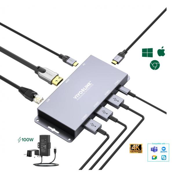 Vivolink VLUSBCHUB2 hub di interfaccia USB 3.2 Gen 2 [3.1 Gen 2] Type-C 10000 Mbit/s Grigio (USB-C HUB for conference - system - Warranty: 60M)