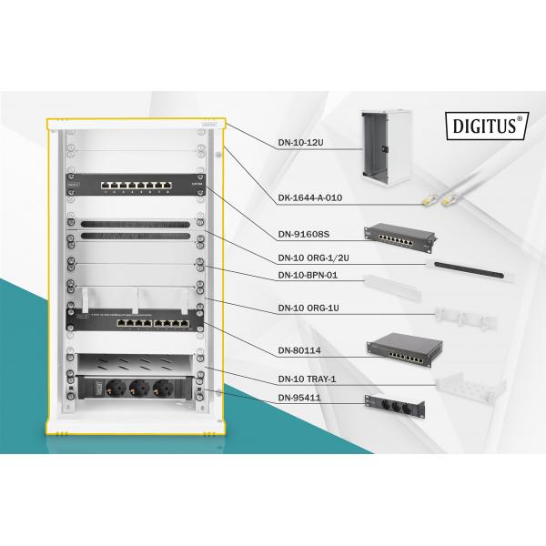Digitus Set di rete 254 mm [10] - 12U, 312 x 300 mm [Largh. x Prof.] (Digitus Netzwerk-Set 254 mm [10]-12HE)