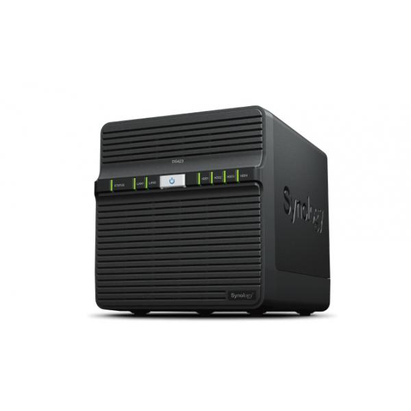 Synology DS423 NAS Realtek RTD1619B 2 GB DDR4 64 TB HDD DiskStation Manager Nero (Synology DS423 64TB [Synology HAT5300] 4 bay - a Secure Sharing and Syncing Safely access and share files and media from anywhere; and keep friends; partners; or collaborators on the same page - Realtek RTD1619B 4-core [4-thread] 1.7 GHz; 2 GB DDR4; 2 x 1GbE RJ-45 [2year warranty])