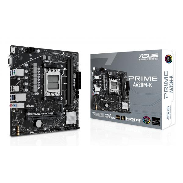 ASUS PRIME A620M-K AMD A620 Socket AM5 micro ATX (Asus PRIME A620M-K, AMD A620, AM5, Micro ATX, 2 DDR5, VGA, HDMI, GB LAN, PCIe4, 1x M.2)
