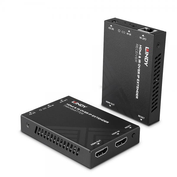 Lindy 38398 moltiplicatore AV Trasmettitore e ricevitore AV Nero (HDMI & IR OVER IP EXTENDER)