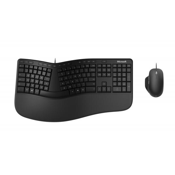 Microsoft Ergonomic Desktop tastiera Mouse incluso Ufficio USB QWERTY Nordic Nero (Ergonomic Desktop Keyboard - Mouse Included Usb Qwerty - Nordic Black - Warranty: 12M) - Versione UK