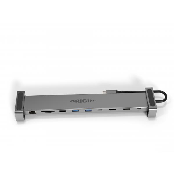 Origin Storage Travel Dock USB C 10in1 with dual HDMI 4k 60HZ with Power Delivery Docking USB 3.2 Gen 2 [3.1 Gen 2] Type-C Grigio (Origin Storage Travel Dock USB-C 4K 10in1 with Dual HDMI and Power Delivery)