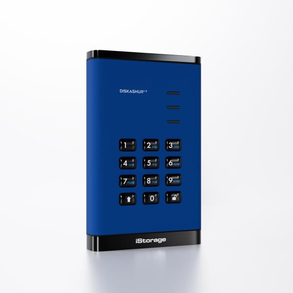 iStorage diskAshur3 HDD disco rigido esterno 2 TB 2.5 USB tipo-C 3.2 Gen 1 [3.1 Gen 1] Blu (diskAshur3 HDD 256-bit 2TB - Blue)