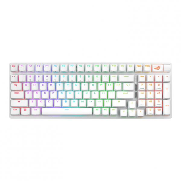 ASUS ROG Strix Scope II 96 Wireless tastiera Gaming USB + RF Wireless + Bluetooth Bianco (Asus ROG STRIX SCOPE II 96 Wireless Mechanical RGB Gaming Keyboard, 96% Layout, Streamer Hotkeys, Multifuncti