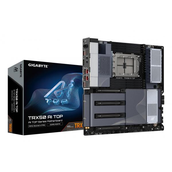 GIGABYTE TRX50 AI TOP - Supporta CPU AMD Ryzen PRO 7000, VRM Digitale a 16+8+4 Fasi, fino a 5200MHz DDR5 [OC], 4xPCIe 5.0 + 4xPCIe 4.0 M.2, Wi-Fi 7, LAN 10GbE, USB 3.2 Gen 2x2 (Gigabyte TRX50 AI TOP [)