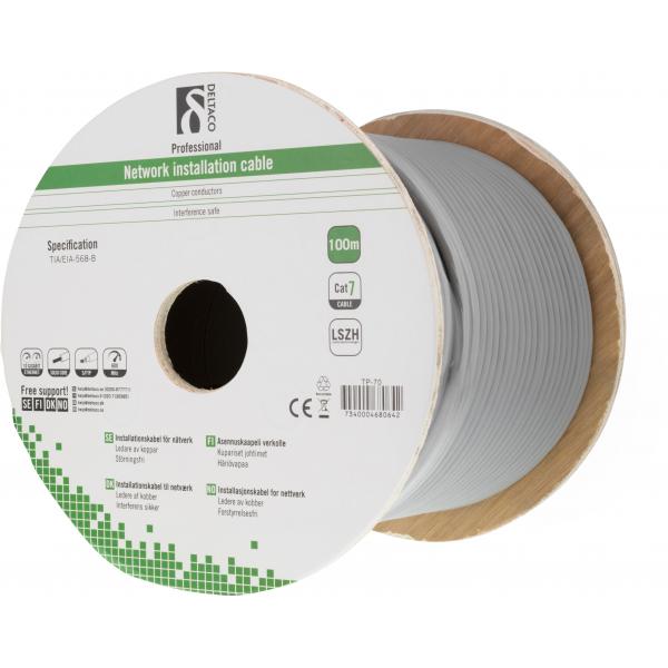 Deltaco TP-70 cavo di rete Grigio 100 m Cat7 S/FTP [S-STP] (DELTACO TP-70 - bulkkabel - 100 m - gr)