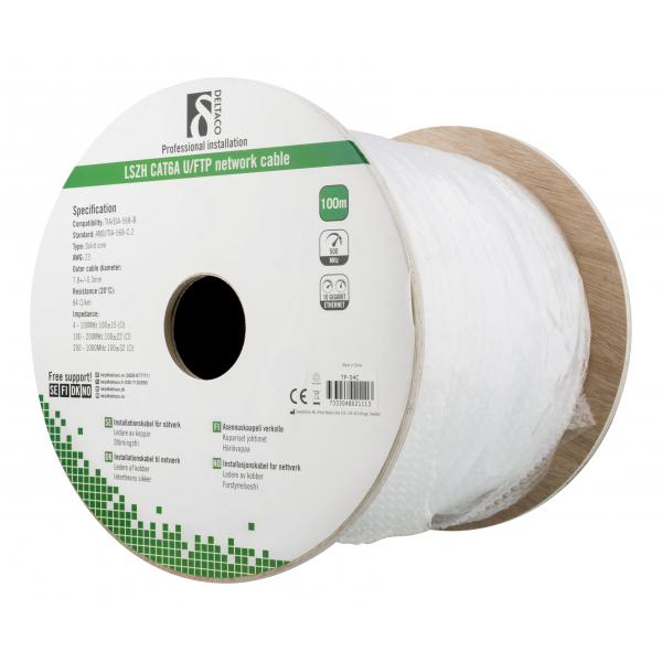 Deltaco TP-54C cavo di rete Bianco 100 m Cat6a U/FTP [STP] (DELTACO bulkkabel - 100 m - hvid)