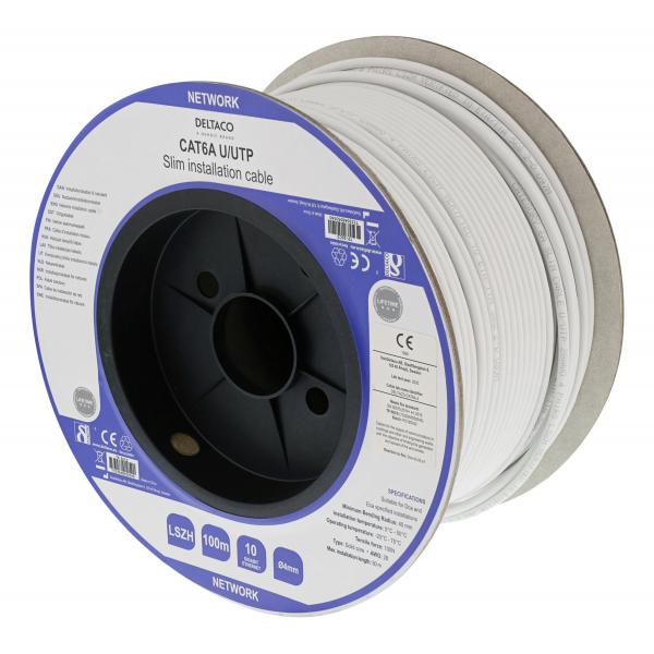 Deltaco TP-56CS cavo di rete Bianco 100 m Cat6a (DELTACO U/UTP Cat6a installationskabel)