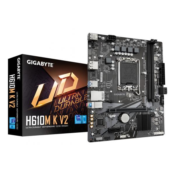 GIGABYTE H610M K V2 Scheda madre - CPU Intel Core 14ª generazione, fino a 5600 MHz DDR5, 1xPCIe 3.0 M.2, LAN 1GbE, USB 3.2 Gen 1 (Gigabyte H610M K V2 DDR5 Intel Socket 1700 Micro ATX Motherboard, PCIe 4.0 Design, Gen3 x4 M.2 ,GbE LAN ,Anti-Sulfur Resistor, Smart Fan 6)