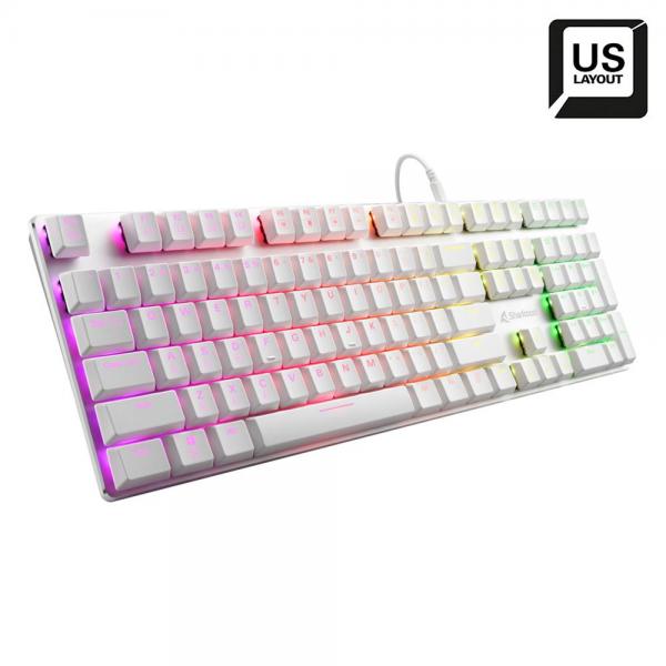 Sharkoon PureWriter RGB Blue tastiera Gaming USB QWERTY Inglese US Bianco (Sharkoon PureWriter RGB Blue tastatur)