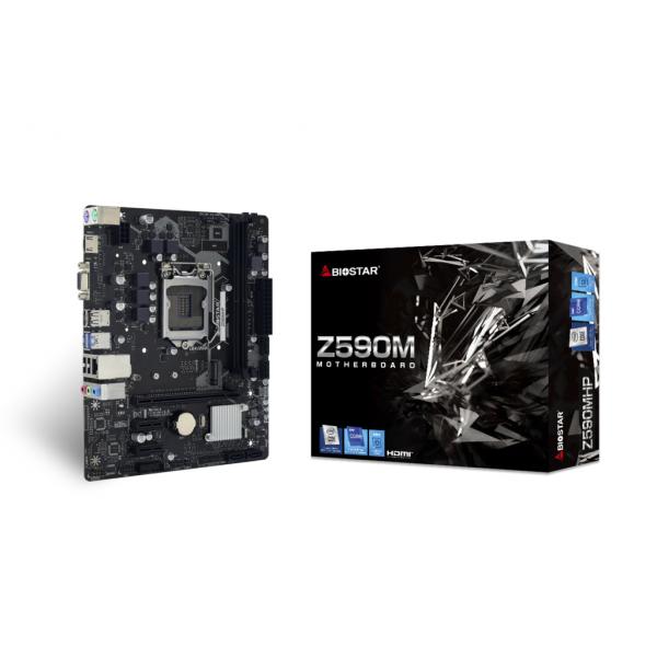 Biostar Z590 VALKYRIE Intel Z590 LGA 1200 [Socket H5] micro ATX (P????yta g??????Â³wna BIOSTAR Z590MHP)