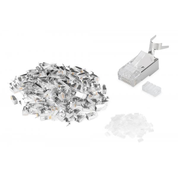 Digitus Spina modulare per cavi rotondi, CAT 6A, schermata - 100 pezzi (MOD.PLUG F. ROUNDCAB CAT6A 100X - CAT 6A 8P8C SHIELDED AWG 22-23)