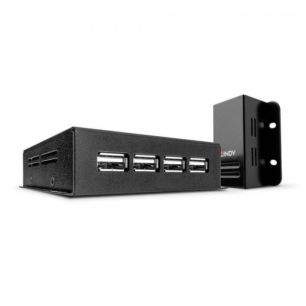 Lindy 42681 moltiplicatore di rete Ricevitore e trasmettitore di rete Nero (USB 2.0 4 PORT HUB CAT.5 EXTEND - 50M WITH POWER OVER CAT5)