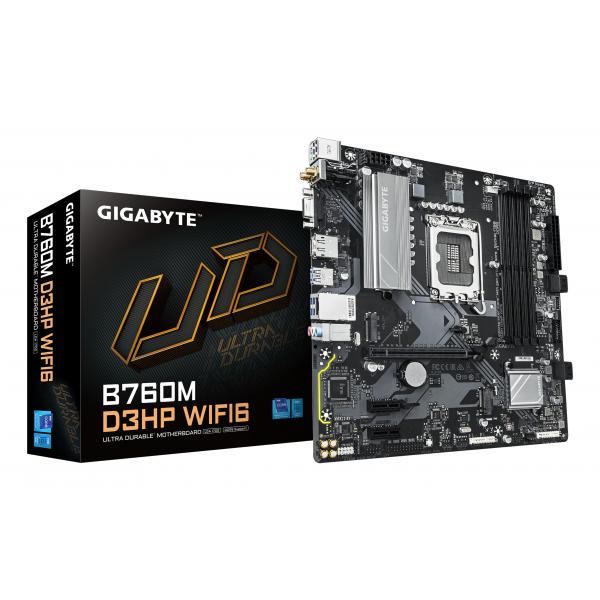 GIGABYTE B760M D3HP WIFI6 Scheda madre - Compatibile con CPU Intel Core di 14ª generazione, VRM digitale a 4+1+1 fasi, fino a 5600 MHz DDR5, 2x M.2 PCIe 4.0, Wi-Fi 6, LAN GbE, USB 3.2 Gen 1