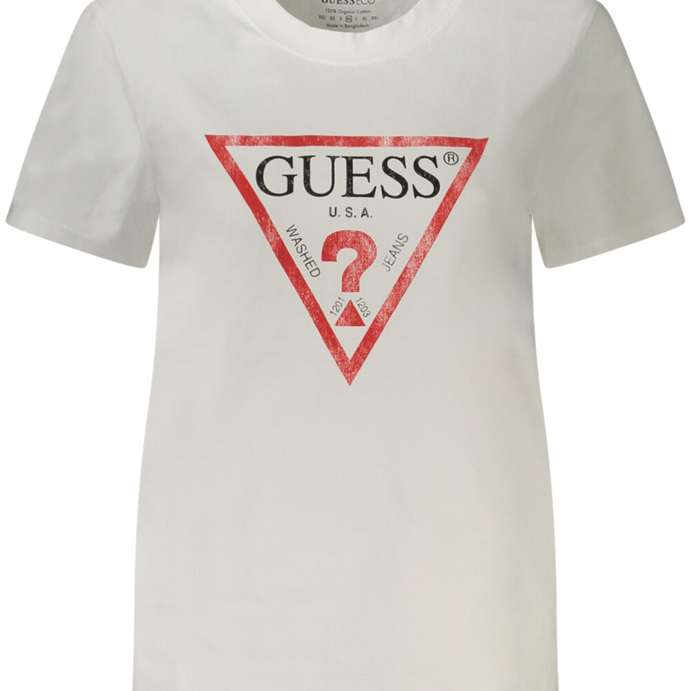 GUESS JEANS T-SHIRT MANICHE CORTE DONNA BIANCO