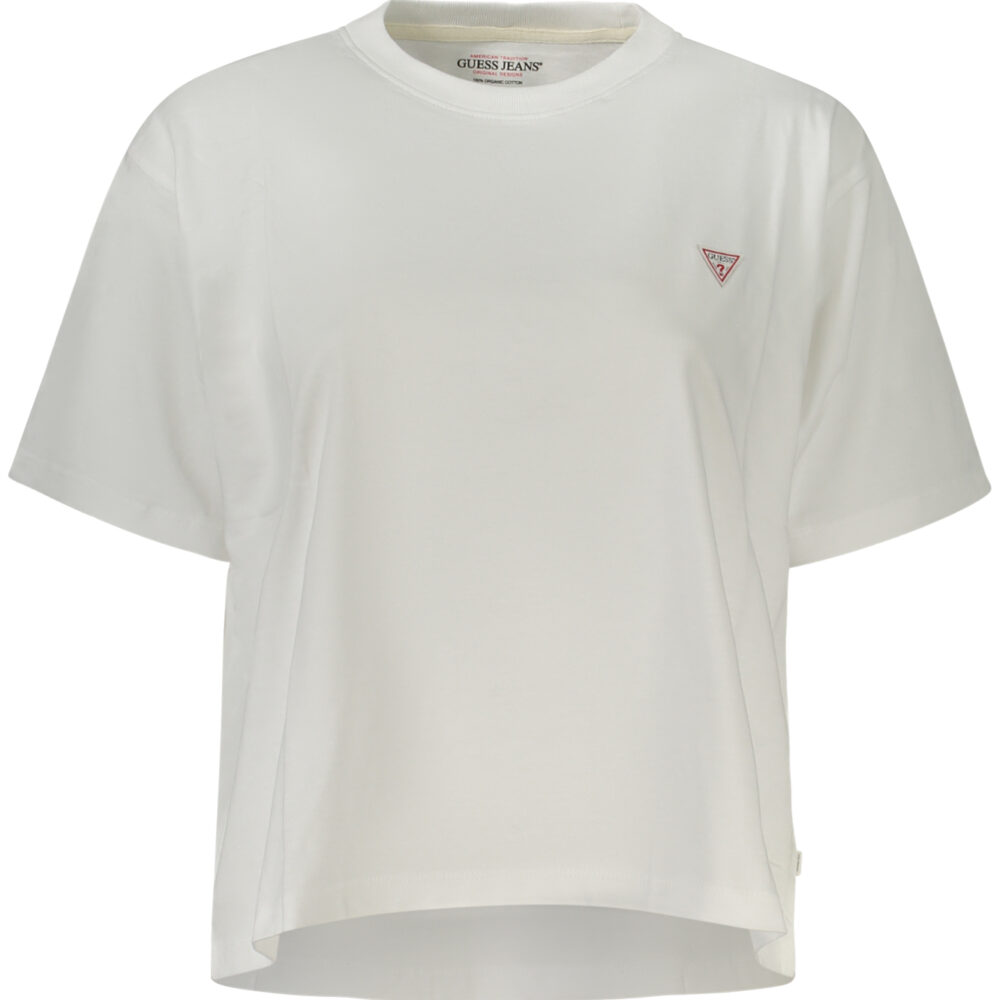 GUESS JEANS T-SHIRT MANICHE CORTE DONNA BIANCO