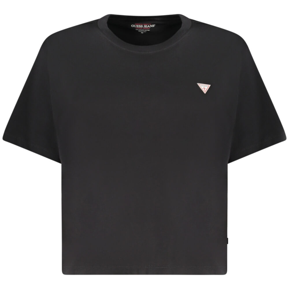 GUESS JEANS T-SHIRT MANICHE CORTE DONNA NERO