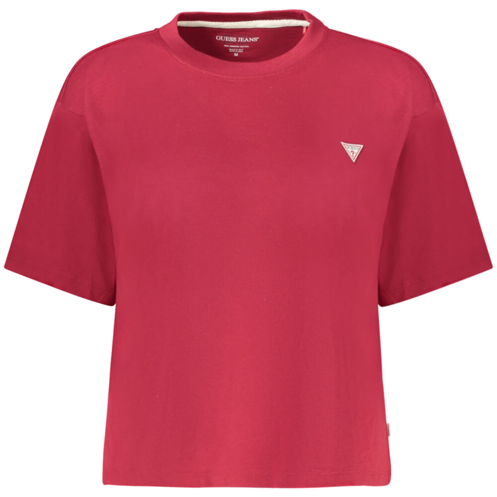 GUESS JEANS T-SHIRT MANICHE CORTE DONNA ROSSO