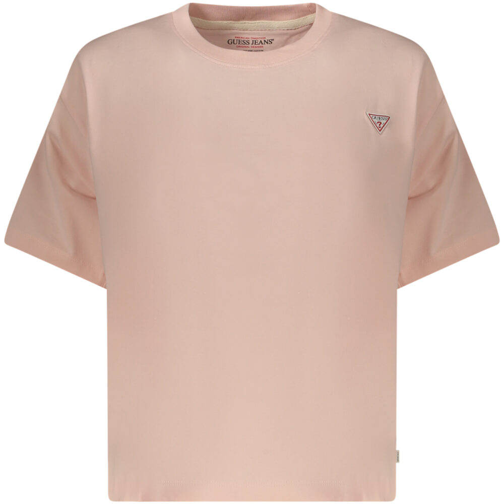 GUESS JEANS T-SHIRT MANICHE CORTE DONNA ROSA