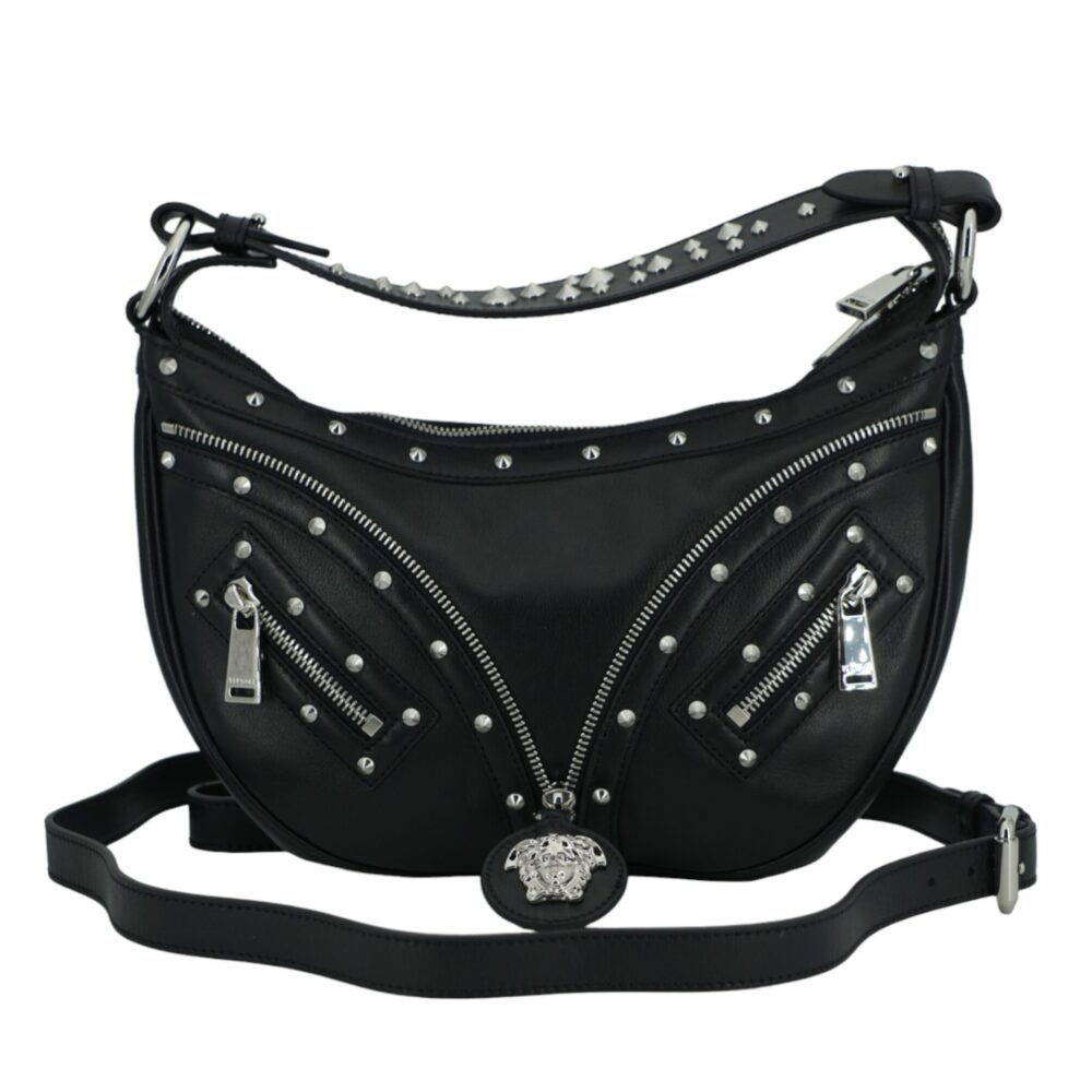 Elegant Black Leather Hobo Shoulder Bag