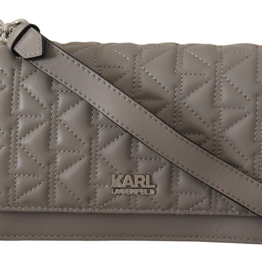 Elegant Grey Leather Crossbody Bag
