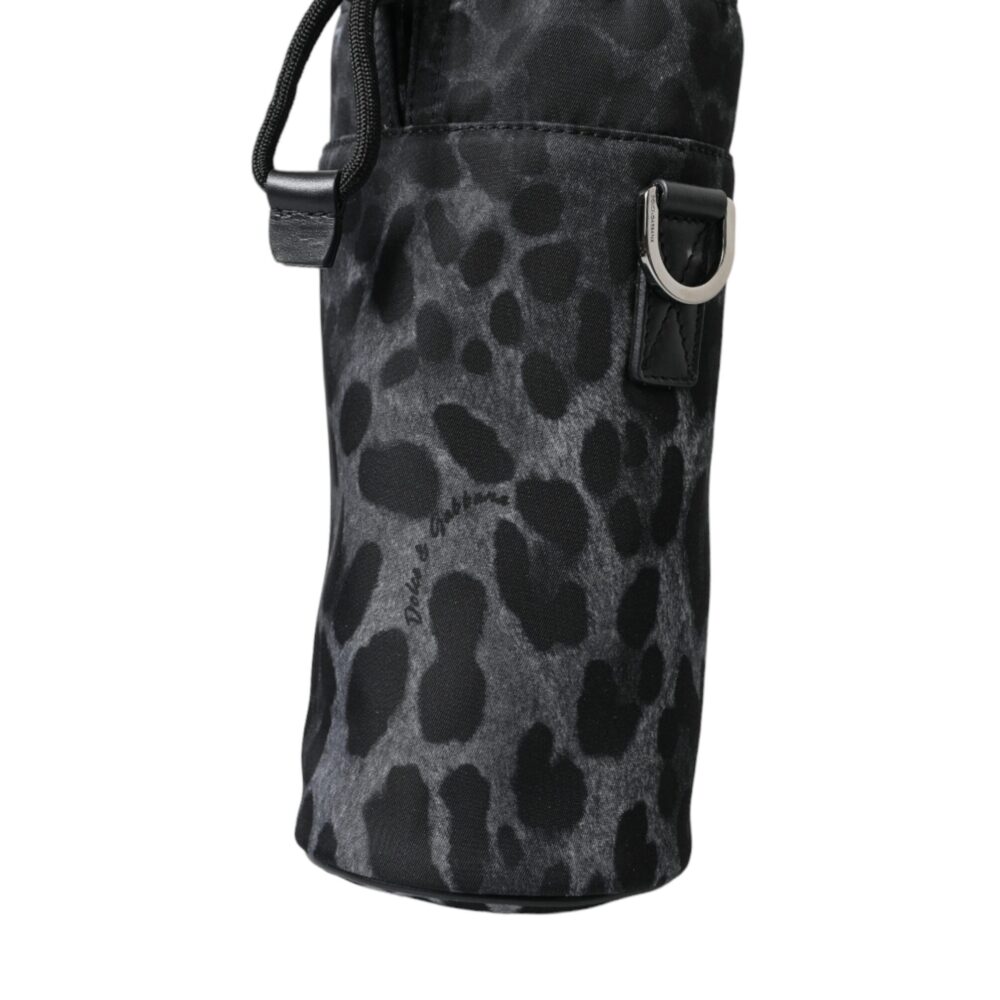 Black Leopard Round Slim Tote Bottle Cage Bag