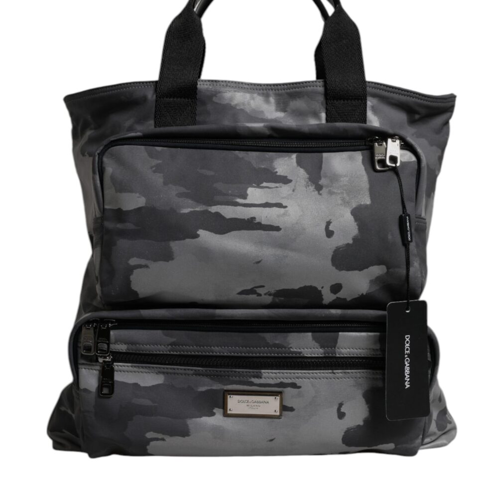 Black Camouflage Shoulder Strap Logo Plaque Bag