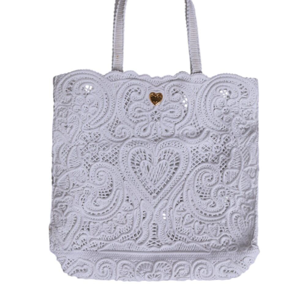 White Cordonetto Lace Beatrice Tote Shopping Bag