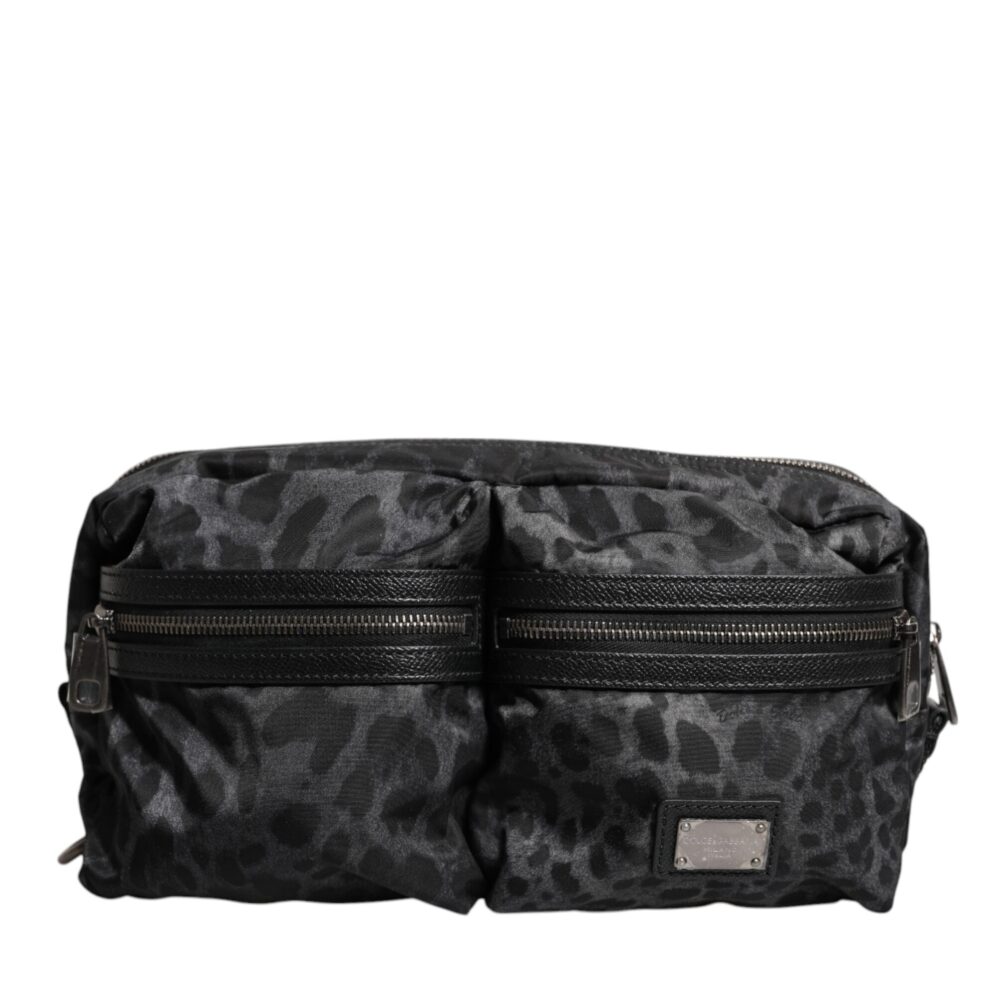 Black Gray Leopard DG Logo Belt Waist Fanny Pack Bag
