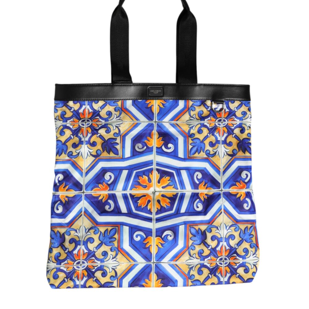 Multicolor Maiolica Print Tote Shoulder Strap Bag