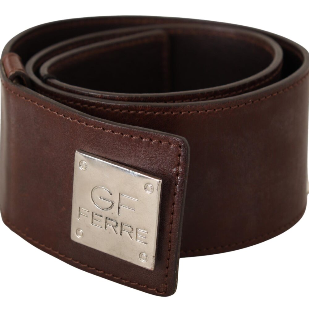 Belt Black Leather Silver Buckle Waist Belt
