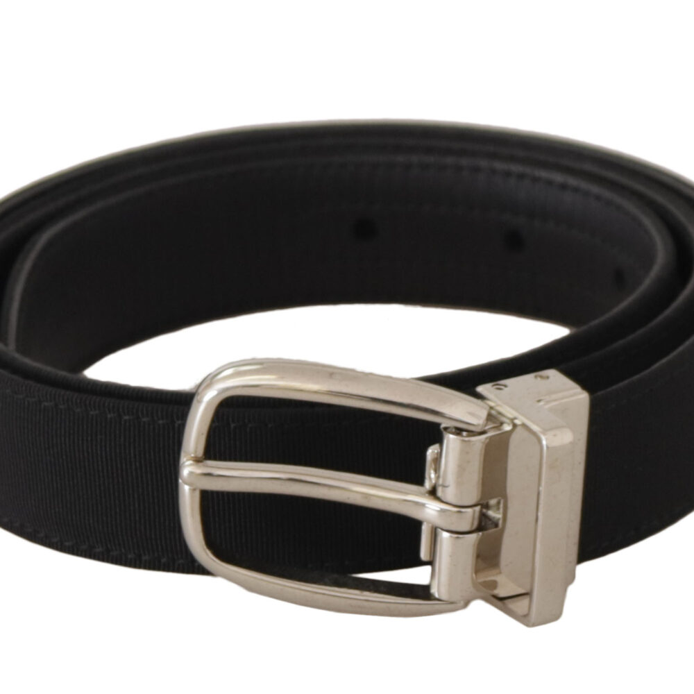 Belt Black Calf Leather Silver Tone Metal Buckle