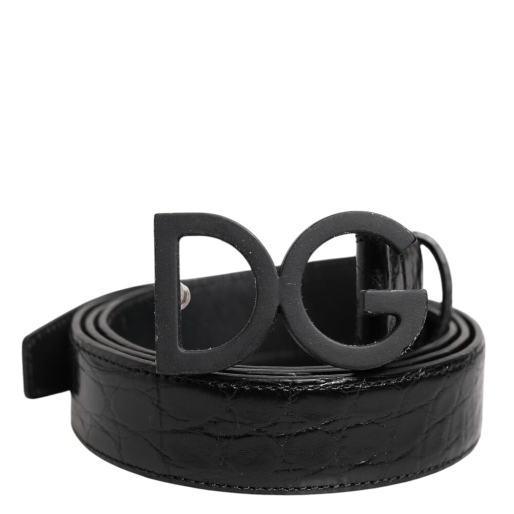 Black Leather Classic Metal DG Buckle Belt