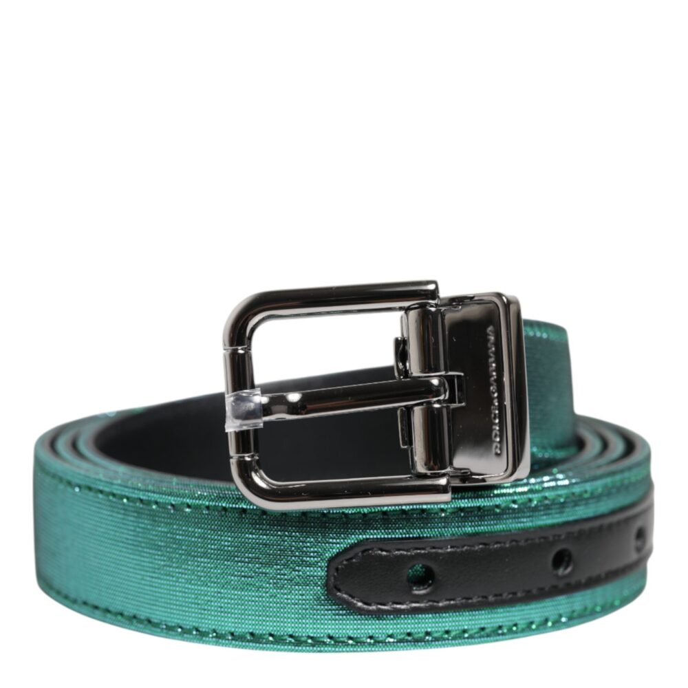 Green Black Polyester Metal Buckle Belt
