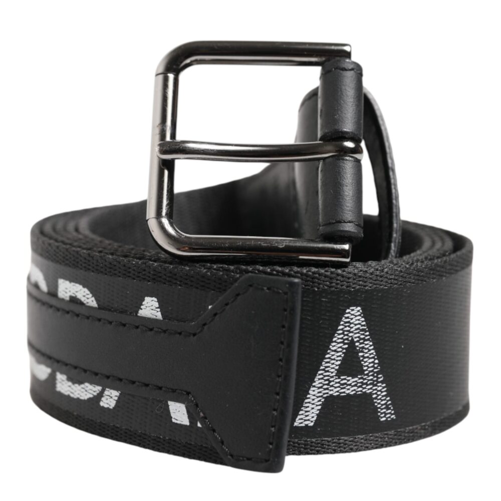 Black Polyester Leather Metal Buckle Belt