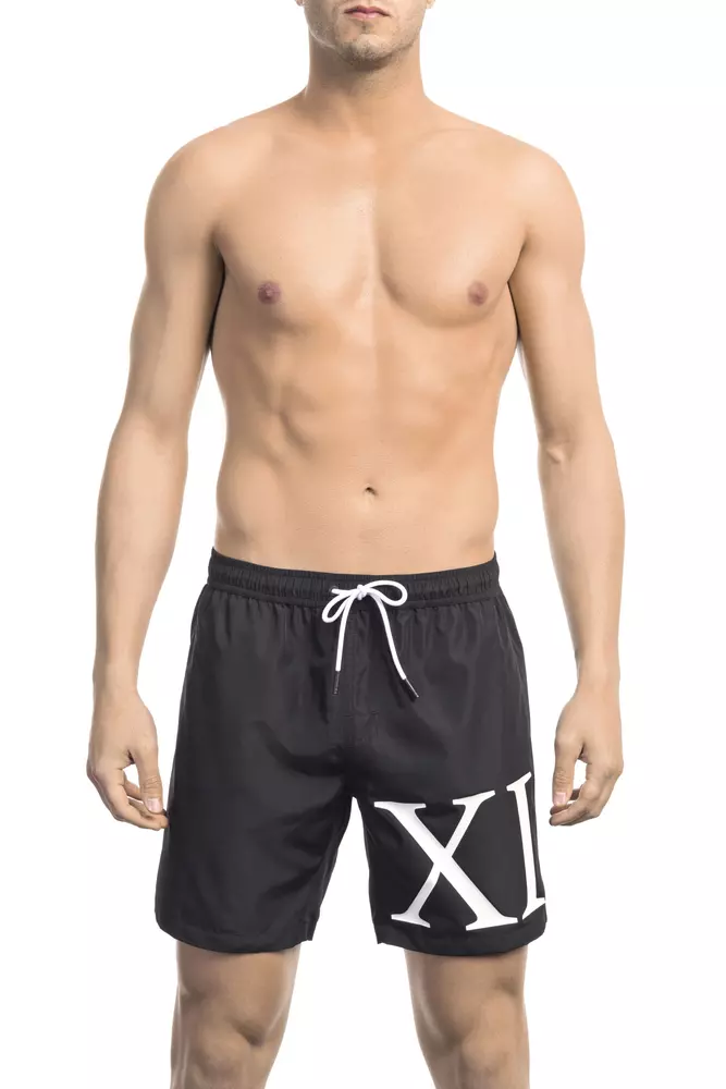 Black Polyester Men's Swim Short
