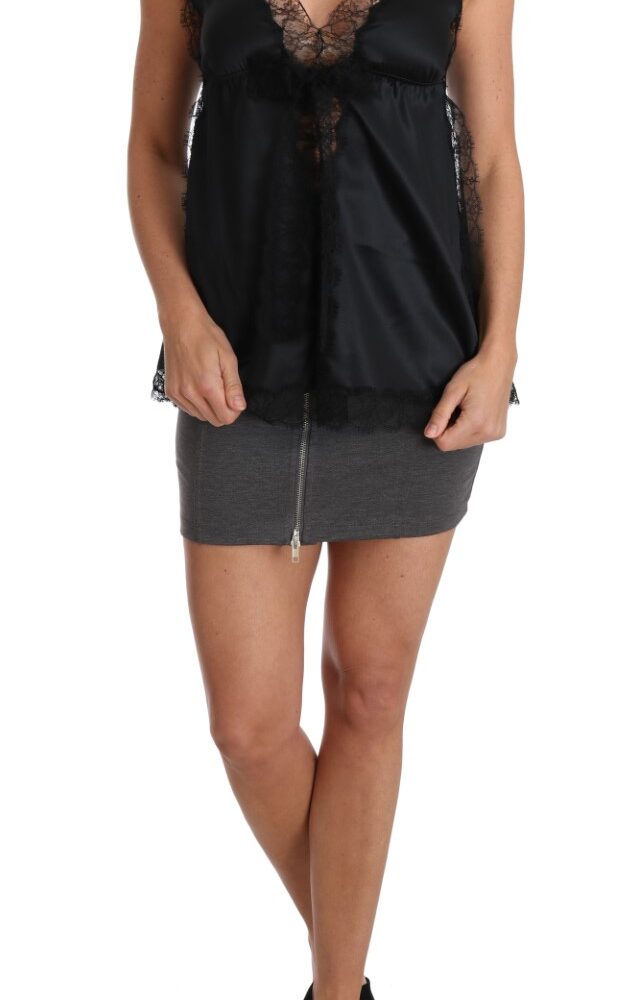 Lingerie Cami Black Lace Silk Stretch