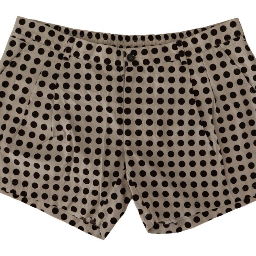 Black White Polka Dots Cotton Linen Shorts