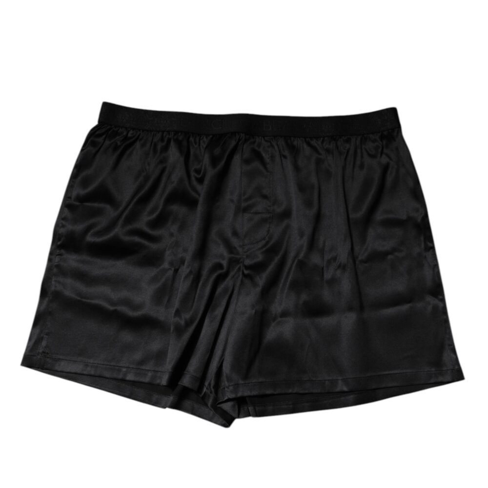 Black Silk Regular Men Boxer Shorts Underwear