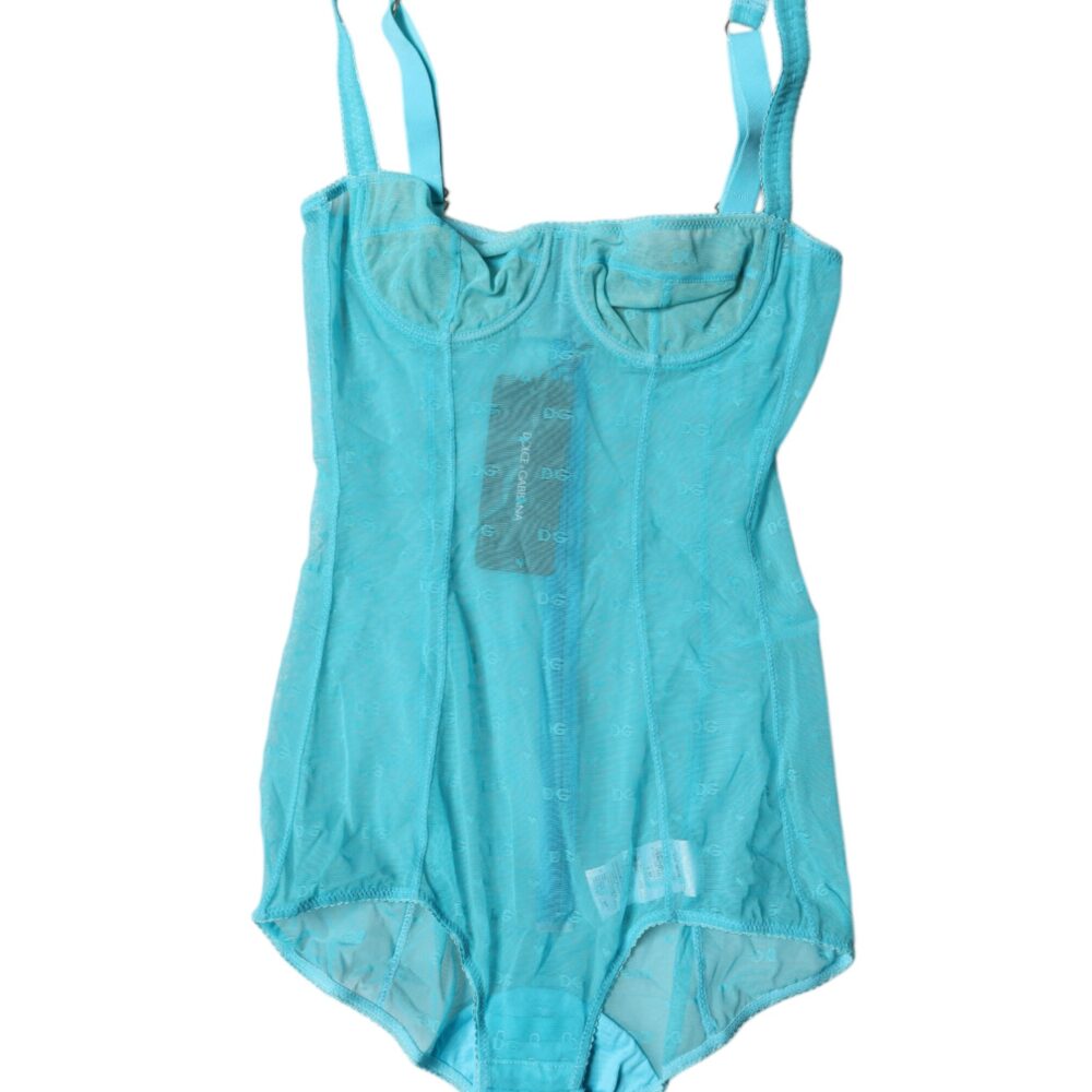 Blue Tulle Balconette Bra Bodysuit Underwear