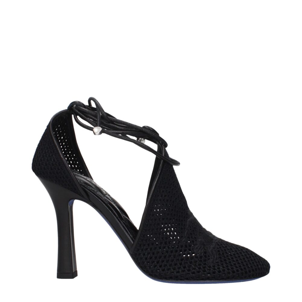 Black Fabric High Heel Pumps